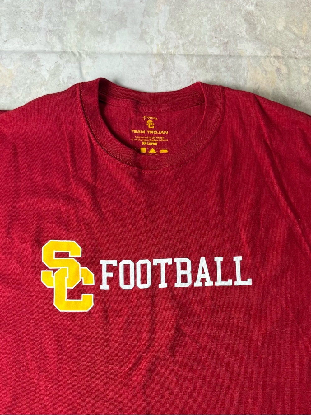 NWT Team Trojan SC Football Men's Short Sleeve Logo T-Shirt - Cardinal Size 2XL